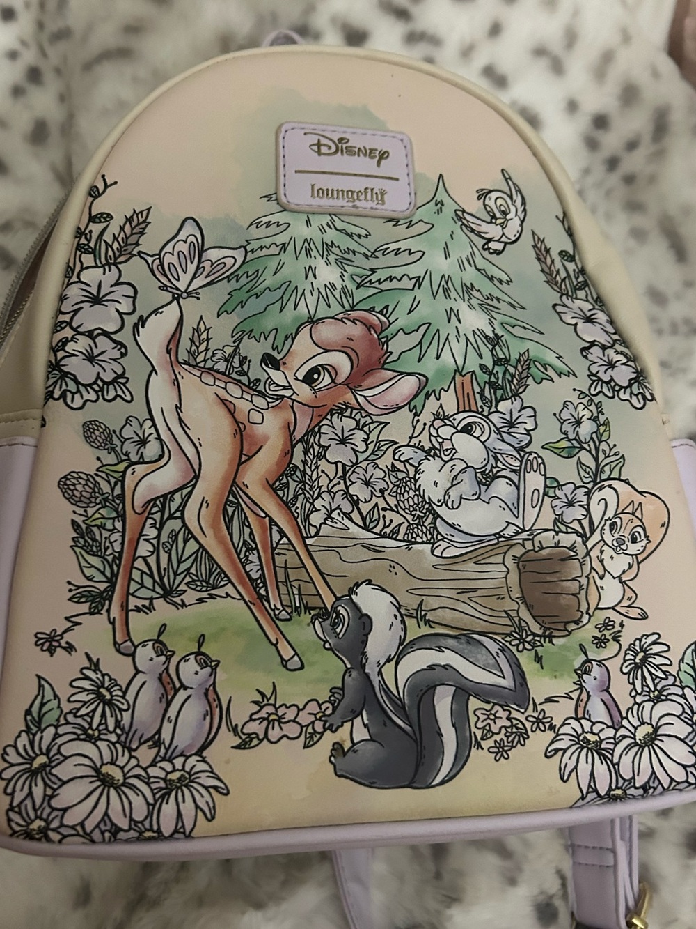 Loungefly Bambi Pastel Scene Mini Backpack - Lavender, Cream, Green